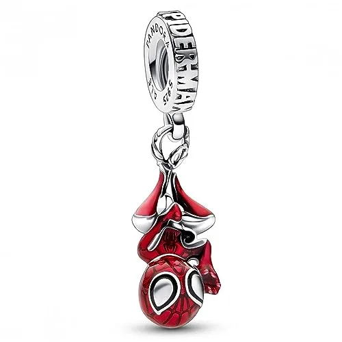 PANDORA Marvel Hängender Spider-Man Charm-Anhänger - Bead Charms für Damen, aus Sterling-Silber mit detailreicher Emaille, ideal für Marvel-Fans und perfekt für Moments Armbänder.
