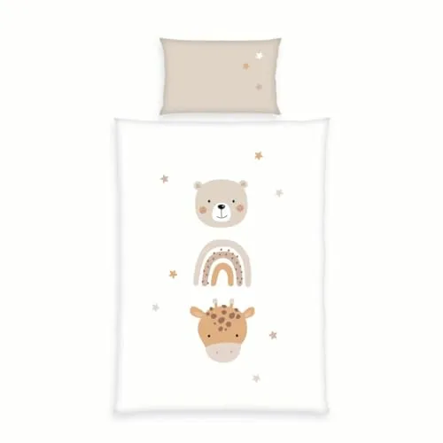 Herding 2485259063 - babybest Bettwäsche, Little Friends, Baumwolle/Renforcé, 40x60/100x135 cm - Babybest Bettwäsche-Set aus 100% Baumwolle, ideal für empfindliche Babyhaut, zertifiziert nach MADE IN GREEN by OEKO-TEX, perfekt für Reise- und Juniorbetten.