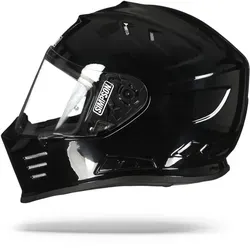 SIMPSON Integralhelm VENOM schwarz metallic mit Sonnenblende - Motorradhelm für Unisex Erwachsene mit DD-Ring Verschluss, kratzfestem Visier und integriertem Sonnenvisier - ideal für sicheres Fahren.