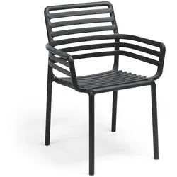 NARDI Doga Armlehnstuhl, anthrazit - Ergonomischer Gartenstuhl - Gartenstühle aus glasfaserverstärktem Kunststoff, ideal für den Außenbereich und bequem dank ergonomischem Design von Raffaello Galiotto.