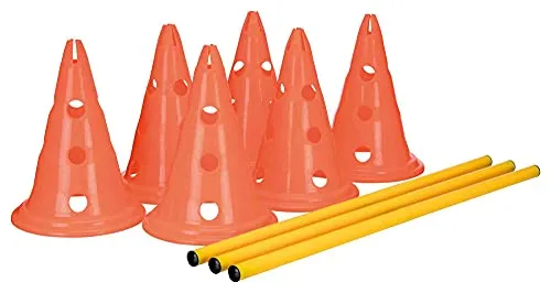 Pylon Obstacles Set 3 pcs. - Agility-Ausrüstung für Hunde, fördert Konzentration und Koordination, variabel höhenverstellbar und inklusive Trainingsanleitung