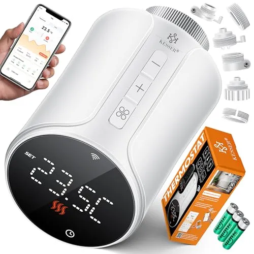 KESSER® Heizkörperthermostat 3er Set WiFi Heizungsregler | Heizungsthermostat WLAN mit Smart Home App Steuerung | Thermostat Alexa, Google Assistant mit 6 Heizkörperventilen | Energie & Kosten sparen