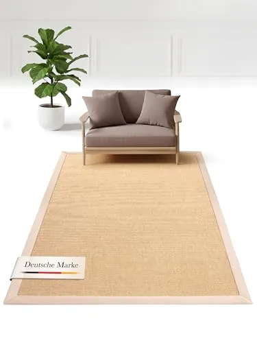 carpetfine Sisalteppich Beige 140x200 cm - Teppich für Wohn- und Schlafzimmer, langlebig und pflegeleicht, ideal für Fußbodenheizung und verschiedene Wohnbereiche.