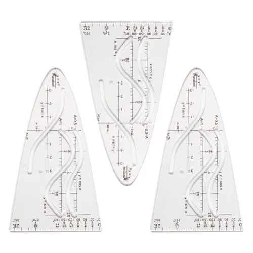 Parabelschablone Mathe, 3 Stück Kurvenschablone, Parabel Zeichenschablone, Normalparabel Schablone, Schablone Einheitsparabel, Parabel Lineal, für Studenten Büro Designer Malerei