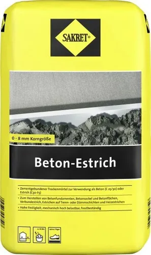 SAKRET Beton-Estrich 10 kg Sack grau 8,0 mm - Hochwertiger Beton-Estrich für stabile und langlebige Untergründe. Ideal für Renovierungen und Neubauten, einfach zu verarbeiten und sorgt für eine glatte Oberfläche.