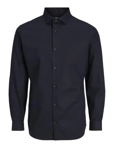JACK & JONES Herren Freizeit Hemd JPRBLAPARKER Slim Fit - Langarm Hemd in Schwarz Blau, Slim Fit, ideal für lässige Anlässe und optimalen Tragekomfort.
