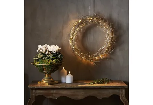 MARELIDA LED Lichtkranz Fizzy - 50 LED für festliche Dekoration - Nussknacker - LED Lichtkranz Fizzy mit 50 warmweißen LEDs und 45cm Durchmesser, ideal für Türen und Fenster, schafft eine festliche Atmosphäre in Deinem Zuhause.
