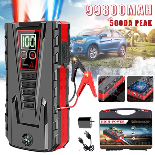 Dino-Kraftpaket Starthilfe-Powerbank 136102 - 12V, 600A Spitzenstrom, ideal für Diesel- und Benzinmotoren bis 8L, integrierte Powerbank mit 18000mAh und Arbeitsleuchte