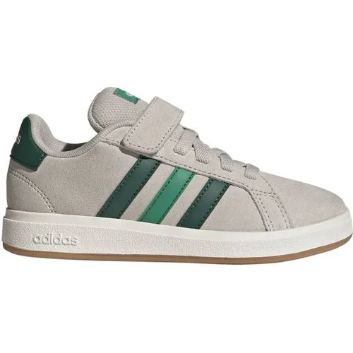 adidas GRAND COURT Laufschuh 32 EU - Stilvoll und Bequem - Laufschuh in Größe 32 EU, Farbkomination WONALU/CGREEN/COUGRN, mit Obermaterial aus Wildleder und Synthetik für optimalen Komfort und Stil.