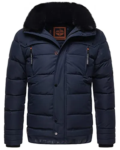 STONE HARBOUR Witas Steppjacke, Herren XXL, navy - Modische Funktionsjacke für Herren mit abnehmbarer Kapuze und Kunstfellkragen, wind- und wasserabweisend, ideal für kalte Tage.
