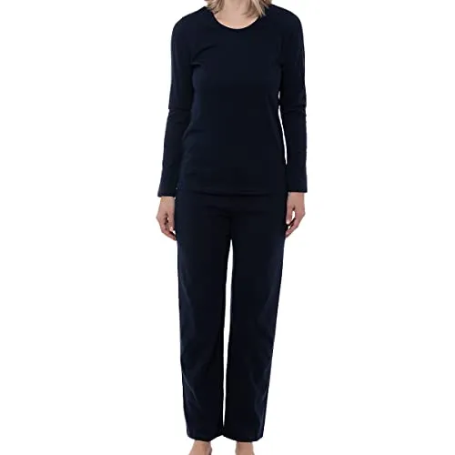 Ammann - Organic Cotton - Schlafanzug Langarm (42 Nightblue) - Gemütlicher Damen Schlafanzug aus 100% Bio-Baumwolle. Atmungsaktiv und komfortabel für entspannte Nächte und Tage. Pflegeleicht und maschinenwaschbar — ideal für den täglichen Einsatz.