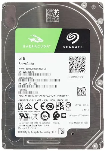 Seagate Barracuda 5TB interne Festplatte HDD - Interne Festplatte mit 5TB, ideal für kreative Profis und Gamer, bietet ununterbrochene Leistung und bewährte Zuverlässigkeit.
