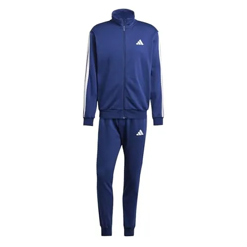 adidas Herren SPORTSWEAR BASIC 3 STRIPES FLEECE TRACKSUIT - Trainingsbekleidung mit durchgehendem Reißverschluss und elastischem Bund, ideal für Komfort und Bewegungsfreiheit beim Sport.