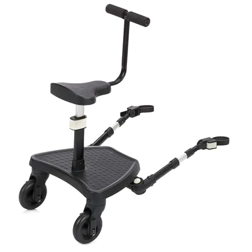 Fillikid Filliboard Wide SET inkl. Sitz - Kiddy Boards für Kinderwagen, universell passend für gängige Modelle mit extra breitem Trittbrett und sicherem Sitz für müde kleine Beifahrer.