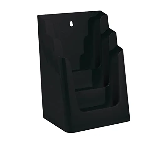 ogoPLUS 3 Etagen Prospektständer Din A4 Hochformat schwarz / Prospekthalter Flyer Ständer Werbung Aufsteller Theke, Wandmontage