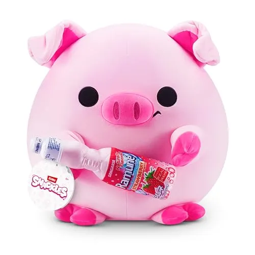 SNACKLES-CORE Licensed-Series 3-Plush 14" Piggy with Sangaria Strawberry Ramune