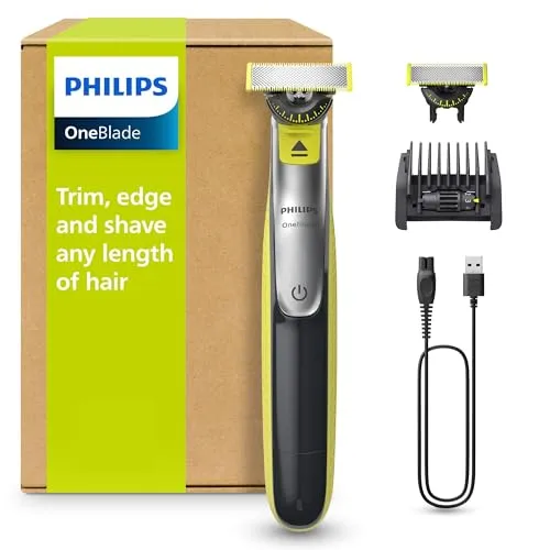 Philips OneBlade 360 Face - Elektrischer Bartstyler und Trimmer, 2x 360 Klinge für präzises Trimmen und Stylen, verstellbarer 5-in-1-Kammaufsatz