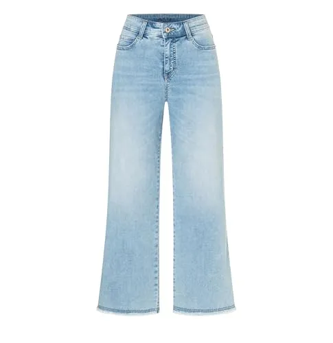 Weite Jeans MAC "DREAM WIDE" für Damen, Gr. 38, light azure blau - Stylische Damen-Jeans mit fransigem Saum und weiter Beinform. Aus pflegeleichtem Material für vielseitige Outfits, ideal für jeden Anlass. Hochwertige Verarbeitung und bequeme Passform.