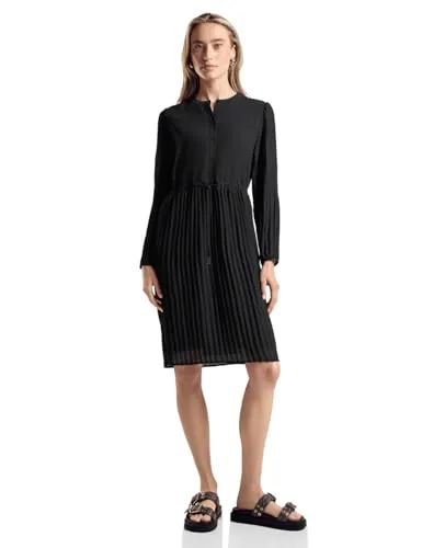 Street One Damen Tunika-Kleid - Freizeitkleider für Damen, knielanges Plissee-Kleid mit Rundhals und Knopfleiste, ideal für einen lässigen Look und bequem zu tragen