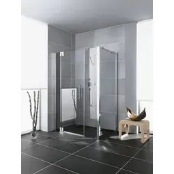 Kermi Pasa XP Pendeltür 1-flügelig mit Festfeldern PX 1GR/L 1850 BV: 1250-1310 Silber Mattglanz ESG klar