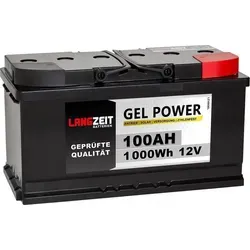 LANGZEIT Akku 12V 100AH - Zyklenfeste GEL Batterie für Wohnmobile und Boote - KFZ-Batterien mit 1200 Zyklen bei 30% Entladung. Ideal für Solar- und Versorgungsanwendungen, auslaufsicher und rüttelfest, perfekt für mobile Einsätze.
