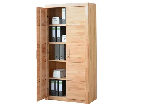 Büroschrank Aktenschrank OFFICE FOUR in Kernbuche - Aktenschrank mit 2 Türen, 4 Einlegeböden und stabiler Bauweise, ideal für die sichere Aufbewahrung von Unterlagen im Büro.