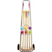 Outdoor active Krocketwagen für 6 Spieler - Outdoor-Spielzeug: Krocketwagen für 6 Spieler mit stabilen Schlägern und Kugeln – perfekt für spannende Spiele im Freien!