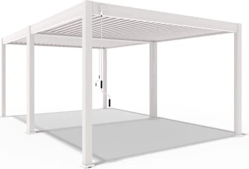 Weide Classic Pergola Aluminium 4x6m in Weiß - Freistehende Aluminium-Pergola (4 x 6 m) mit robusten Pfosten und einstellbaren Lamellen für optimale Lichtregulierung. Ideal für großzügige Terrassen oder Gärten und wetterbeständig.