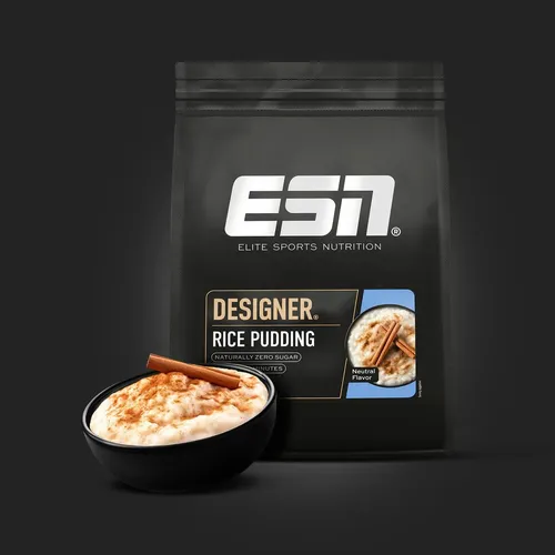 ESN Designer Rice Pudding V2 - 3000g Beutel - Vielseitiger Reis-Pudding für Fitness-Enthusiasten, fettarm und zuckerfrei. Ideal nach dem Training zur Unterstützung Ihrer Muskelziele. Vegane Rezeptur, hergestellt in Deutschland.