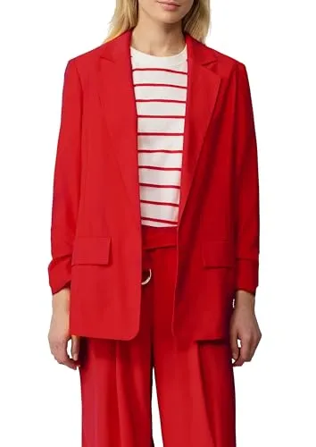 s.Oliver Langer Blazer aus Viskosemix mit Raff-Detail - Blazer für Damen, lässiger Fit mit 3/4-Ärmeln und raffinierten Faltenakzenten für vielseitige Kombinationsmöglichkeiten und angenehmen Tragekomfort.