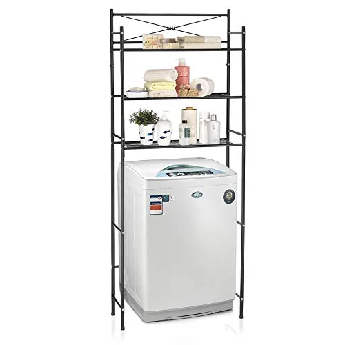 Caro-Möbel Standregal MARSA - Vielseitiges Toilettenregal in Schwarz - Standregal für Badezimmer mit 3 Fächern, ideal zur optimalen Raumnutzung und Lagerung von Badutensilien. Perfekt für kleine Räume!