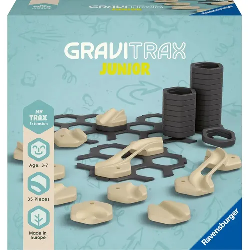 Ravensburger GraviTrax Junior Extension Trax - Erweiterbare Kugelbahn aus nachhaltigen Rohstoffen für kreativen Spielspaß ab 3 Jahren