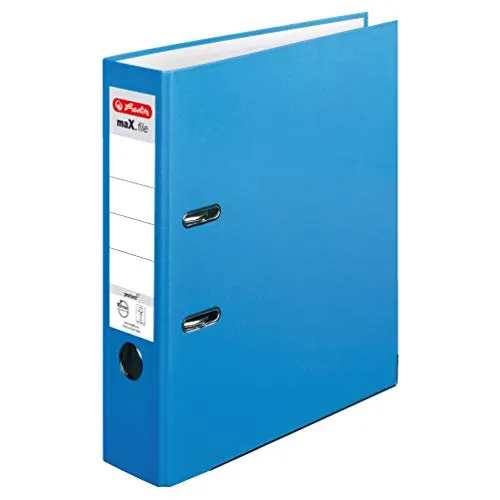 Herlitz 11416278 Ordner maX.file protect A4, 8 cm mit Einsteckrückenschild, 5er-Packung, FSC Mix, acqua