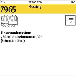 Einschraubmuttern DIN 7965 Messing M4 x 15mm - Hochwertige Einschraubmuttern aus Messing für zuverlässige Verbindungen. Ideal für Holz, mit metrischem Regelgewinde und Schlitzantrieb - perfekt für Ihre Projekte im Bereich Eisenwaren.