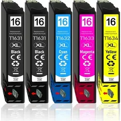 5er Pack Druckerpatronen 16 16XL kompatibel mit Epson WF-2660