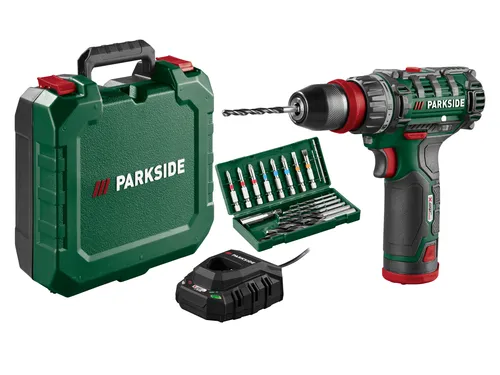 PARKSIDE® 12 V Akku-Bohrschrauber »PBSA 12 F5« mit Akku und Ladegerät - Vielseitiger Akku-Bohrschrauber für Holz, Metall und Kunststoff. Mit 2-Gang-Getriebe, 19 Drehmomentstufen und LED-Beleuchtung für präzises Arbeiten. Praktischer Aufbewahrungskoffer inklusive.