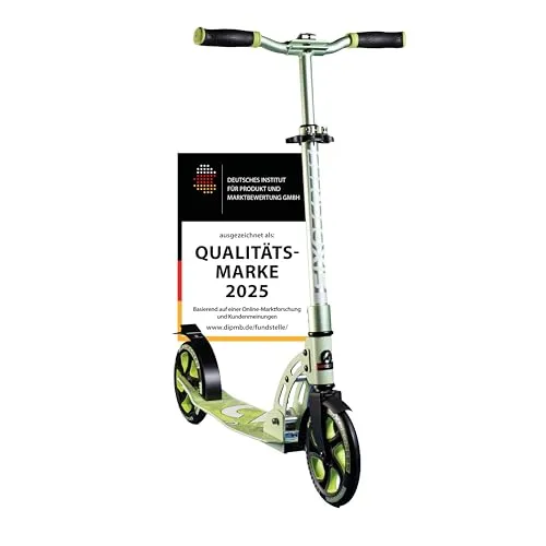 SIX DEGREES Cityroller aus Aluminium - TESTSIEGER mit Klappmechanismus - Cityroller mit 205 mm PU-Rädern, höhenverstellbar und ideal für Kinder ab 3 Jahren. Leicht, klappbar und mit Reibungsbremse für sicheres Fahren.