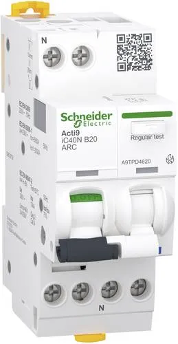Schneider Electric Brandschutzschalter A9TPD4620 - Trenn- & Lastschalter, sicherer Schutz bei elektrischen Bränden durch integrierten Brandschutzschalter, IP20, 20A, ideal für private und gewerbliche Anwendungen.