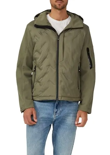 s.Oliver Hybrid-Jacke mit sportiven Details - Modische Hybrid-Jacke aus Softshell und Fleece, ideal für aktive Tage. Mit fixierter Kapuze, Brusttasche und stylischem Miniprint bietet sie Komfort und Funktionalität.