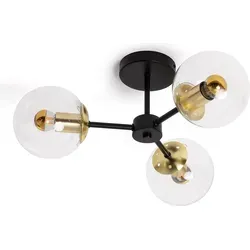LEDKIA LIGHTING Deckenleuchte Wassily Gold mit 3 Strahlern - Elegante Deckenleuchte aus Metall und Glas für Küche, Esszimmer oder Schlafzimmer. Platzsparendes Design mit E27 Fassung für individuelle Beleuchtung. Robuste Verarbeitung für lange Lebensdauer.