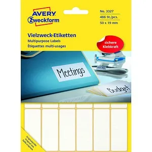 Avery Zweckform 3327 - Selbstklebende Haushaltsetiketten (50 x 19 mm), 486 Vielzweck-Etiketten für schnelles Beschriften und Kennzeichnen im Haushalt, Büro und Schule