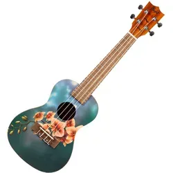 Flight Ukeleles AUC33 Konzert-Ukulele, Orchidee - Ukulele mit atemberaubendem Orchideen-Design, erstaunlichem Soundboard und inklusive 5 mm gepolstertem Gigbag für optimalen Schutz.