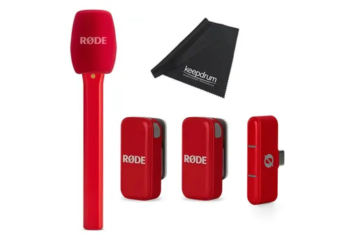 RØDE Wireless Micro USB-C Interview Set – Rot - Praktisches Funkmikrofonsystem für Content Creator und Vlogs mit Ladecase, Sender und Empfänger. Ideal für Außenaufnahmen, kompakt und leicht zu transportieren.