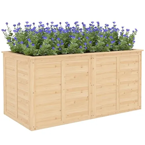 Outsunny Hochbeet Holz 152 x 77 x 77 cm – Erhöhtes Kräuterbeet für Garten und Balkon - Großzügige 142 x 70 cm Anbaufläche für Gemüse und Kräuter. Die erhöhte Bauweise erleichtert das Gärtnern und schützt vor Tieren. Robuste, wetterfeste Konstruktion aus Tannenholz für langfristige Nutzung.