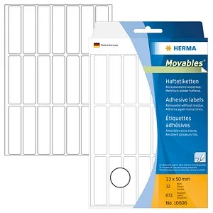HERMA Etiketten 10606 weiß 13,0 x 50,0 mm, 32 Blatt