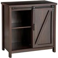 COSTWAY Sideboard Buffet Aufbewahrungsschrank - Kommode mit Schiebewand-Tür, bietet 4 Fächer für optimale Aufbewahrung und hat eine großzügige Arbeitsfläche von 80 x 40 cm. Ideal für Küche, Wohnzimmer oder Flur.