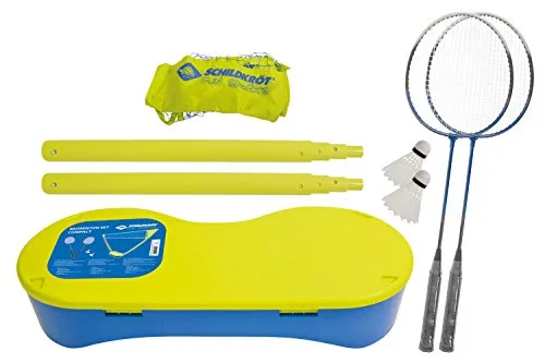 Schildkröt Badminton-Set Compact - Komplettset für 2 Spieler - Badminton- & Federballset inklusive Netz, 2 Schlägern und 2 Bällen im praktischen Kunststoffkoffer – ideal für Freizeitspaß und aktive Tage im Freien.