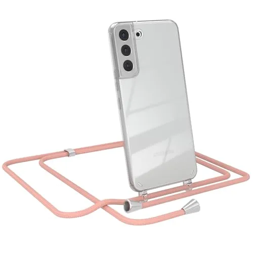 EAZY CASE - Smartphone Necklace - kompatibel mit Samsung Galaxy S22 Plus 5G, Tasche Kette Schultertasche Crossbody Bag, Handyhülle zum Umhängeband Kordel in komplett Alt Rosa mit Endstücken in Silber