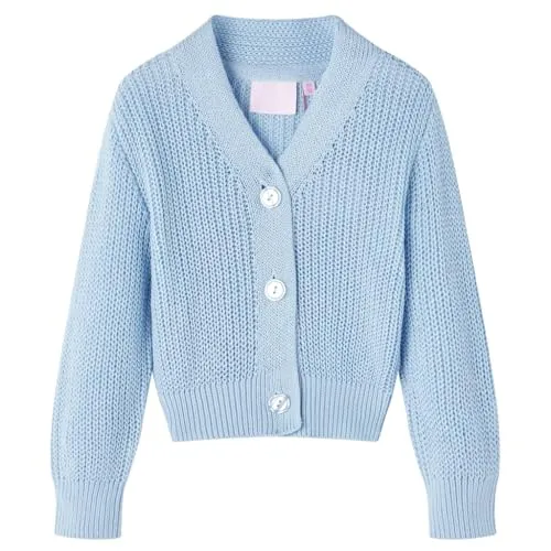 vidaXL Kinder-Strickjacke Mädchen Langarm Pullover Kinderjacke Jacke Pulli Blau 128