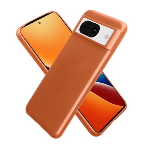 kwmobile Handyhülle für Google Pixel 8 Hülle - Silikon Case metallisch schimmernd - Schutzhülle Cover - Metallic Orange